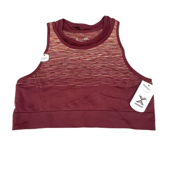 Xersion Crop Top Womens 2XL Burgundy Space Dye Quick Dry Sleeveless Sportswear - Picture 7 of 10